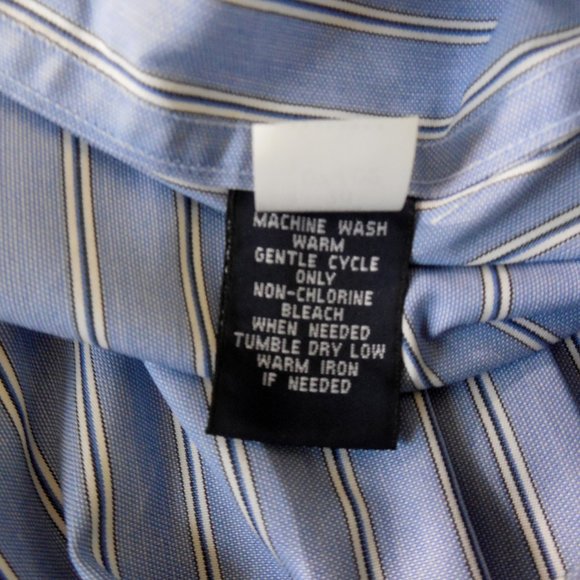 HATHAWAY Men's Button Down Shirt L New Cotton Striped Long Sleeve 16.5 Neck - Picture 8 of 10